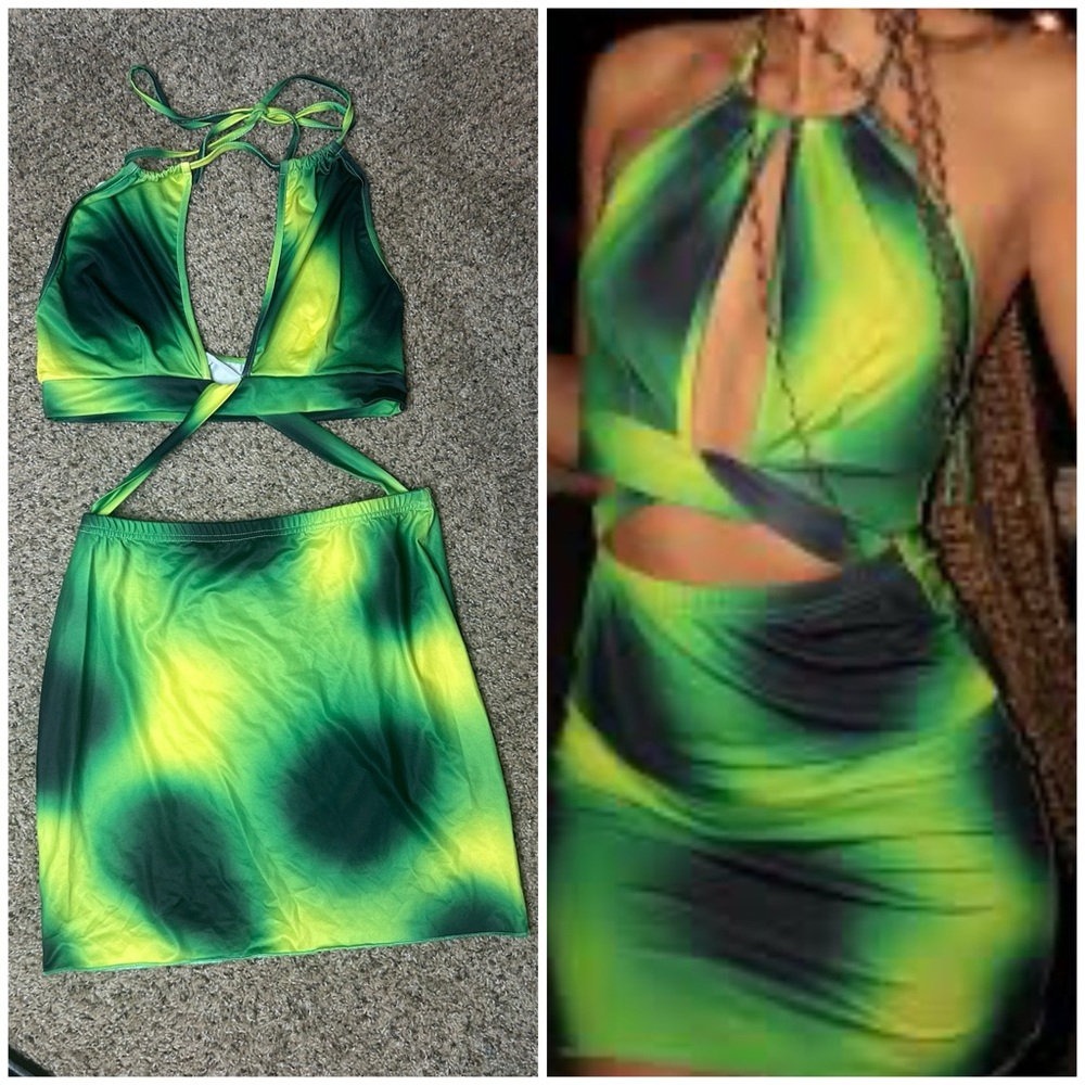 Green and yellow, sexy dress